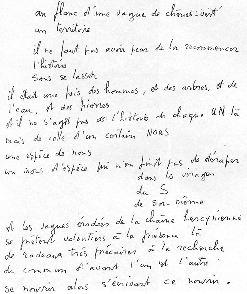 Texte manuscrit de Fernand Deligny in